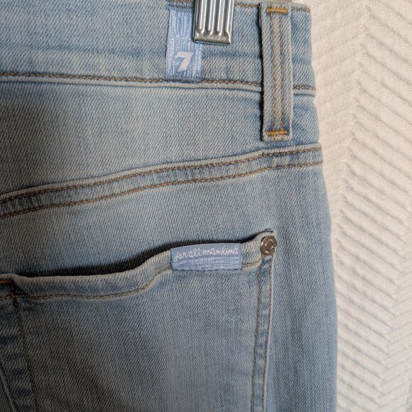 7 For All Mankind The High Waist Ankle Skinny Jeans with Rainbow Fringe Size 28 - Picture 6 of 10